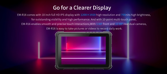 700 nits high-brightness screen of EM-R16 visible in sunlight 700 nits high-brightness screen of EM-R16 visible in sunlight