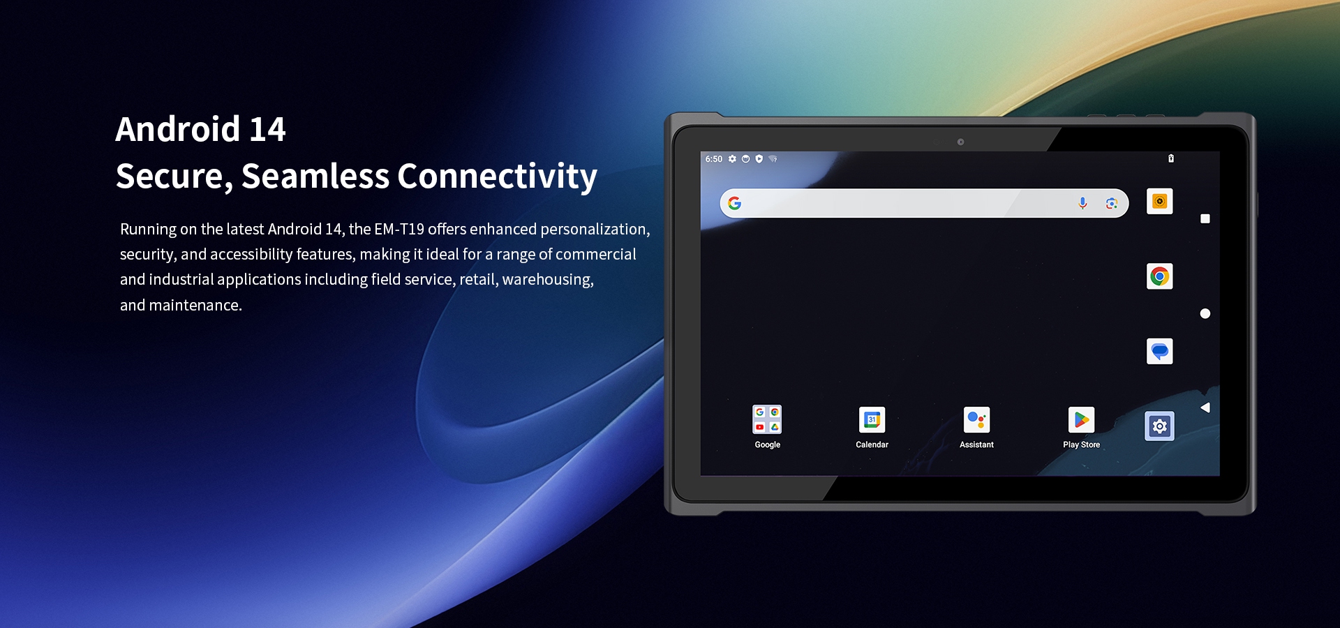 Running on the latest Android 14, the EM-T19 offers enhanced personalization,security, and accessibility features.