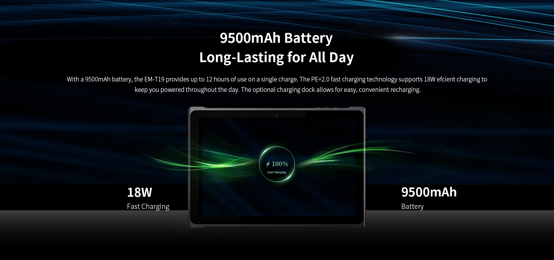 9500mAh BatteryLong-Lasting for All Day