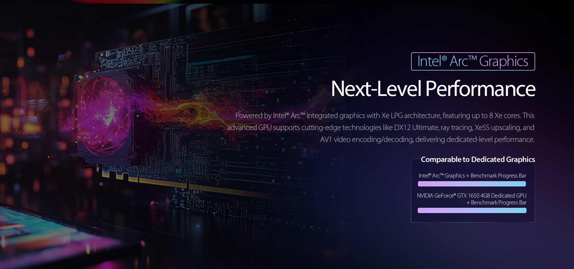 Intel Arc Graphics with Xe LPG architecture for rugged AI PC visual computing, AI imaging, video processing and field visualization workloads