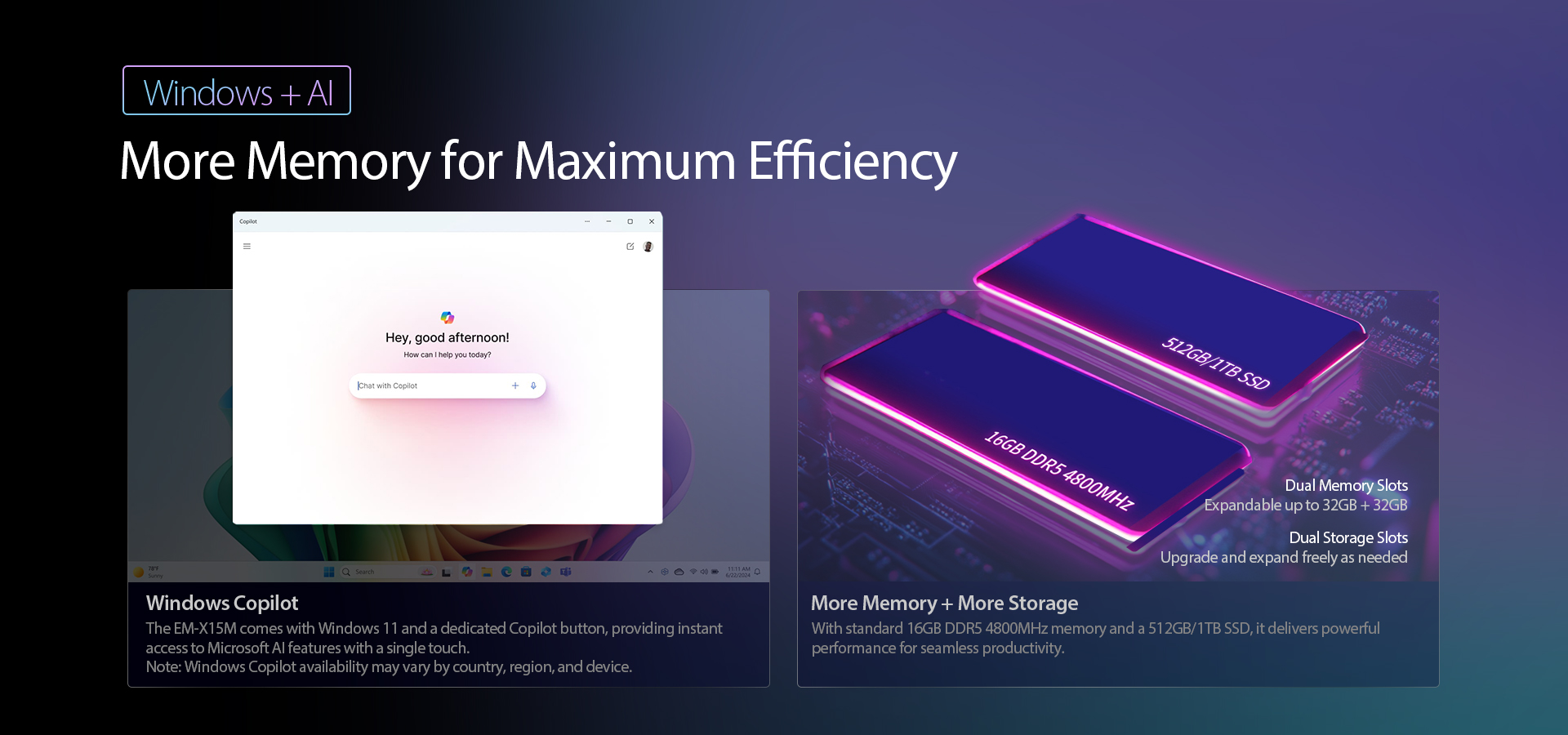 Windows 11 AI PC Memory and Storage
