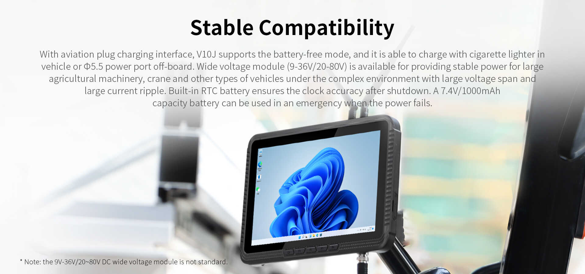 With aviation plug charging interface, V10 supports the battery-free mode