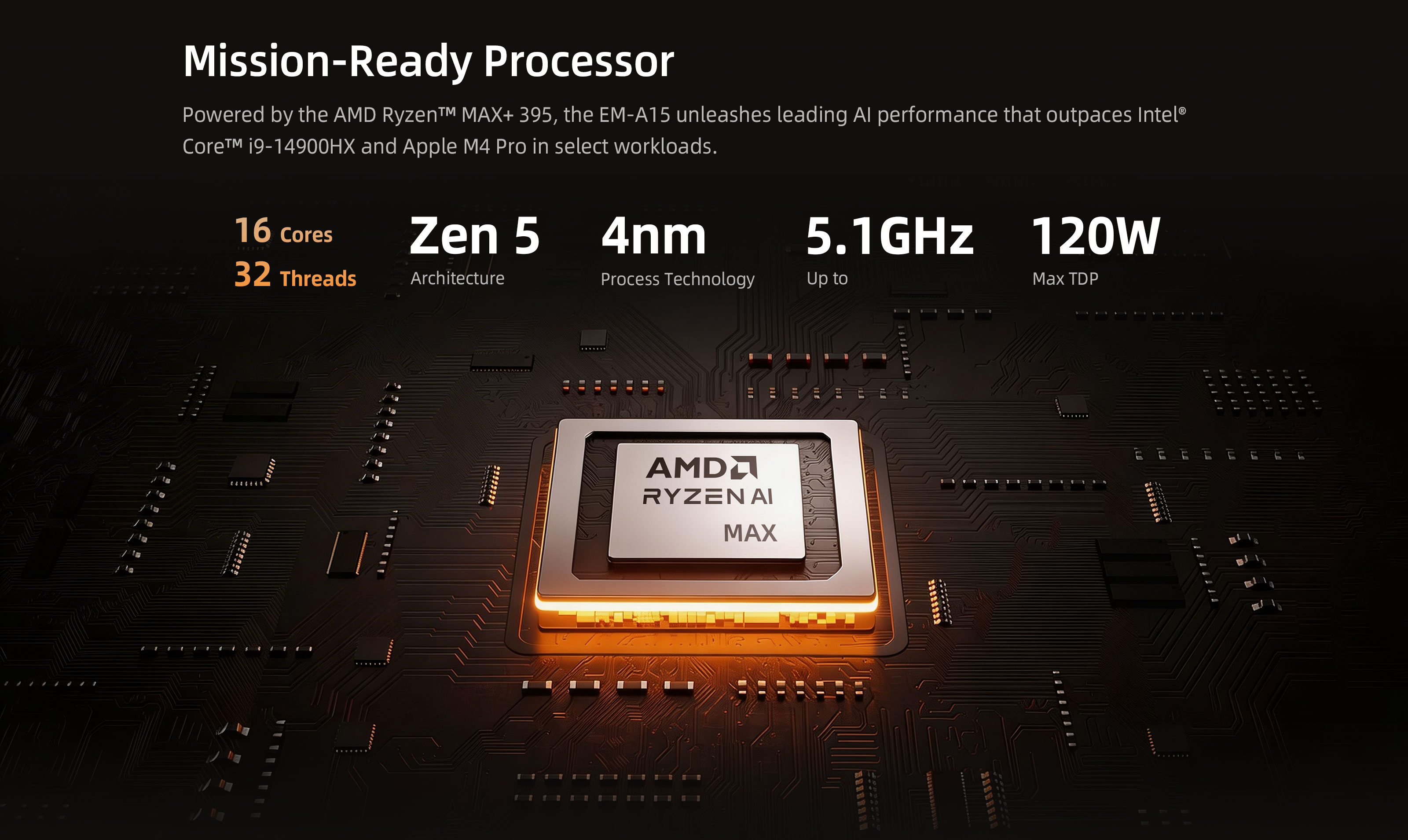 EM-A15 rugged AI laptop powered by AMD Ryzen AI MAX Plus 395 for industrial AI workloads