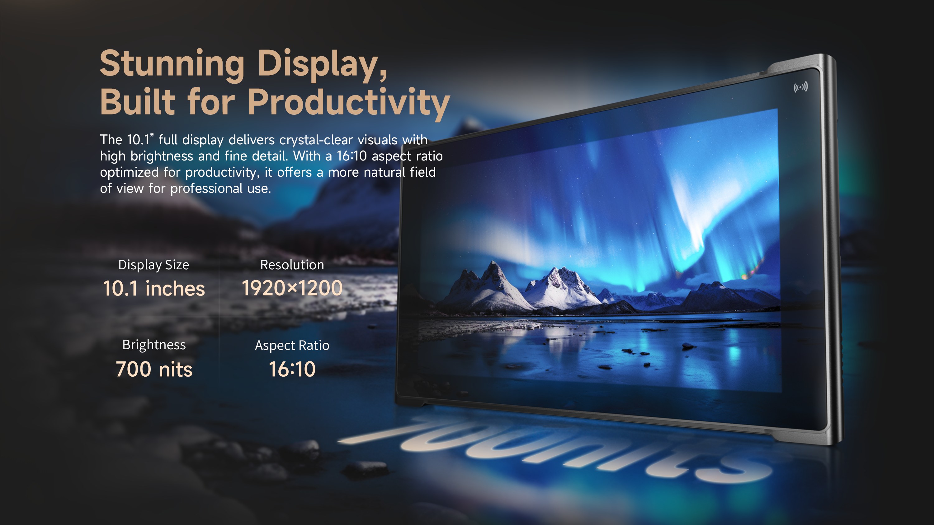 EM-IS19J 10.1-inch 1920x1200 700-nit Display EM-IS19J rugged Windows tablet with 10.1-inch display, 1920x1200 resolution, 700 nits brightness and 16:10 aspect ratio